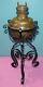 Antique B&H Wrought Iron Stand Kerosene Oil Banquet Lamp