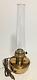 Antique B&P Brass Oil Lamp Wall Mount 12 Glass Locking Chimney Converted