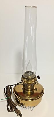 Antique B&P Brass Oil Lamp Wall Mount 12 Glass Locking Chimney Converted
