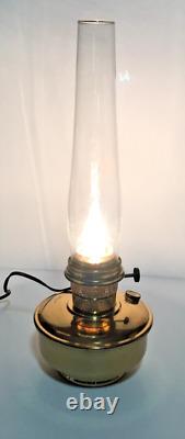 Antique B&P Brass Oil Lamp Wall Mount 12 Glass Locking Chimney Converted