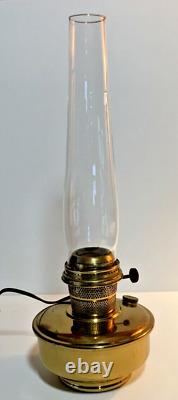 Antique B&P Brass Oil Lamp Wall Mount 12 Glass Locking Chimney Converted