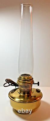 Antique B&P Brass Oil Lamp Wall Mount 12 Glass Locking Chimney Converted