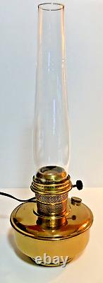 Antique B&P Brass Oil Lamp Wall Mount 12 Glass Locking Chimney Converted