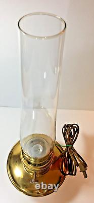 Antique B&P Brass Oil Lamp Wall Mount 12 Glass Locking Chimney Converted