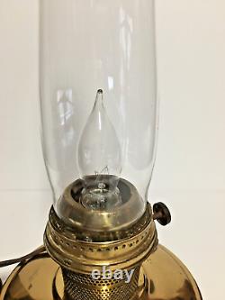 Antique B&P Brass Oil Lamp Wall Mount 12 Glass Locking Chimney Converted