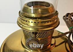 Antique B&P Brass Oil Lamp Wall Mount 12 Glass Locking Chimney Converted
