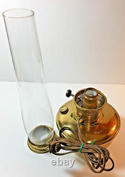 Antique B&P Brass Oil Lamp Wall Mount 12 Glass Locking Chimney Converted