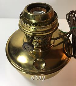 Antique B&P Brass Oil Lamp Wall Mount 12 Glass Locking Chimney Converted