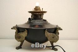 Antique B&h Egyptian Revival Art Deco Oil Lamp Base Whimsical Sphinx Phoenix