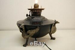 Antique B&h Egyptian Revival Art Deco Oil Lamp Base Whimsical Sphinx Phoenix