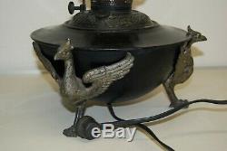 Antique B&h Egyptian Revival Art Deco Oil Lamp Base Whimsical Sphinx Phoenix