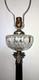 Antique Baccarat Lead Crystal Banquet Oil Lamp on Silver Plate Column Thuro II