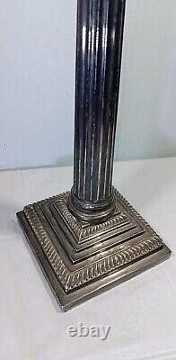 Antique Baccarat Lead Crystal Banquet Oil Lamp on Silver Plate Column Thuro II