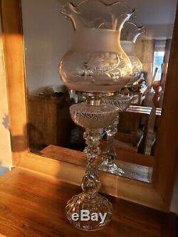 Antique Baccarat oil lamp 28 inch tall