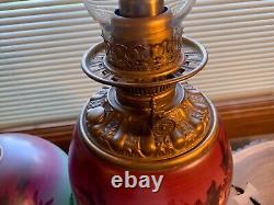 Antique Banquet GWTW Lamp 1880s Oil Lamp ELECTRIFIED Chrysanthemum