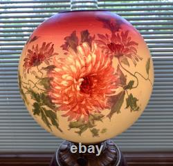 Antique Banquet GWTW Lamp 1880s Oil Lamp ELECTRIFIED Chrysanthemum