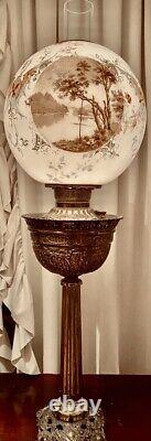 Antique Banquet Lamp Parlor GWTW Lamp Bradley Hubbard Lamp Scenic Dragons