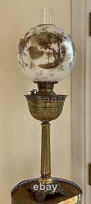 Antique Banquet Lamp Parlor GWTW Lamp Bradley Hubbard Lamp Scenic Dragons