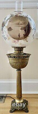 Antique Banquet Lamp Parlor GWTW Lamp Bradley Hubbard Lamp Scenic Dragons