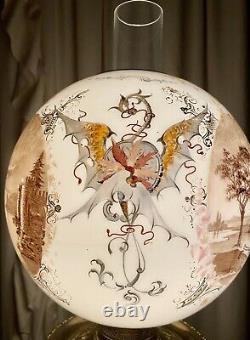 Antique Banquet Lamp Parlor GWTW Lamp Bradley Hubbard Lamp Scenic Dragons