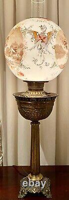 Antique Banquet Lamp Parlor GWTW Lamp Bradley Hubbard Lamp Scenic Dragons