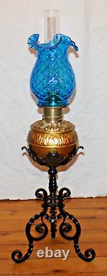 Antique Banquet Oil Lamp Beautiful Blue Oil Lamp Shade
