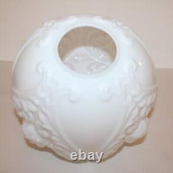 Antique Banquet Oil Lamp Glass Parts Milk Glass Cherub Globe & Base