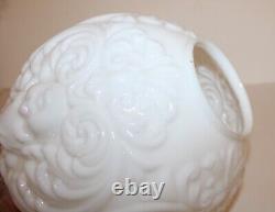 Antique Banquet Oil Lamp Glass Parts Milk Glass Cherub Globe & Base