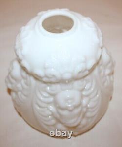 Antique Banquet Oil Lamp Glass Parts Milk Glass Cherub Globe & Base