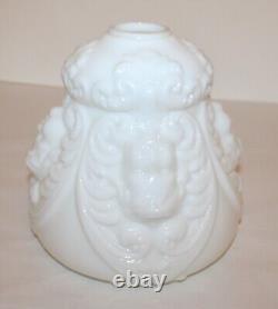 Antique Banquet Oil Lamp Glass Parts Milk Glass Cherub Globe & Base