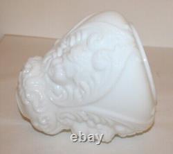 Antique Banquet Oil Lamp Glass Parts Milk Glass Cherub Globe & Base