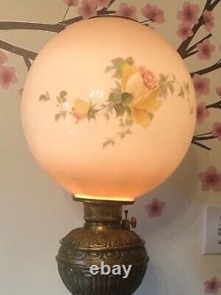 Antique Banquet Oil Lamp With Huge Shade