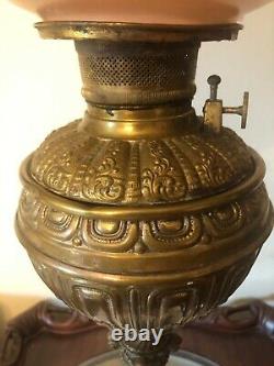 Antique Banquet Oil Lamp With Huge Shade