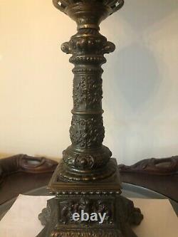 Antique Banquet Oil Lamp With Huge Shade