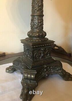 Antique Banquet Oil Lamp With Huge Shade