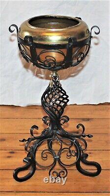 Antique Banquet Oil Lamp Wrought Iron Stand