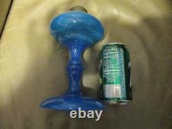 Antique Blue Opalend Oil Lamp Base
