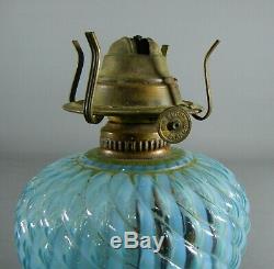 Antique Blue Ribbed Opalescent Swirl FINGER LAMP - Hobbs Brockunier