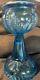 Antique Blue Turkey Foot Pattern Oil / Kerosene Lamp US Glass RARE Nice
