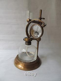 Antique Bockett Brass Microscope Oil Lamp Collins of London Circa 1900
