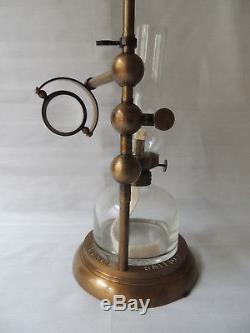 Antique Bockett Brass Microscope Oil Lamp Collins of London Circa 1900
