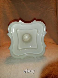 Antique Boston Sandwich Double Cut Overlay Glass Oil Lamp White to Amethyst