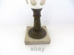 Antique Boston Sandwich Glass White cut to Clear 10 Whale Oil Lamp