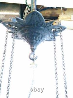 Antique Bradley And Hubbard Cast Iron Horse Hanging Oil Lamp B&H