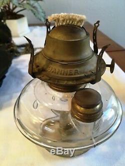 Antique Bradley & Hubbard 1870's IRON HORSE Hanging Oil Lamp with Slant Shade