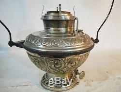 Antique Bradley Hubbard B&H #96 Hanging Lantern Kerosene Oil Lamp w Shade c1880s