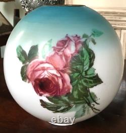 Antique Bradley & Hubbard B & H Banquet Oil Lamp with Roses Globe