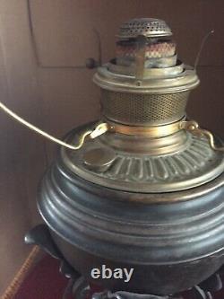 Antique Bradley & Hubbard B&H Decorative Art Oil Lamp Wrought Iron & Brass