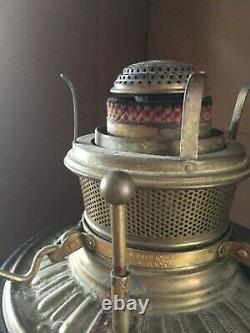Antique Bradley & Hubbard B&H Decorative Art Oil Lamp Wrought Iron & Brass