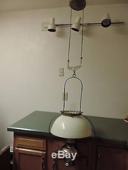 Antique Bradley Hubbard B&H Store Library Parlor Hanging Nickel Oil Lamp 1880s